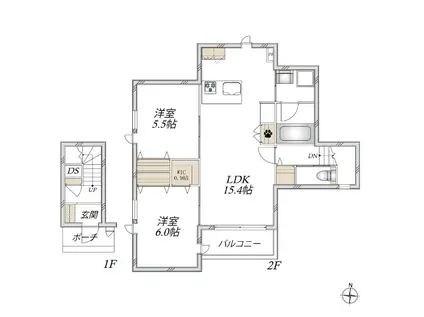 ARYA RESIDENCE 御厨 I(2LDK/2階)の間取り写真