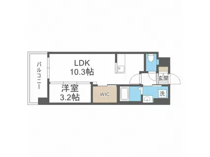 RESIDENCE南福岡(1LDK/7階)の間取り写真