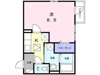 フル パイン エスティー(1K/1階)の間取り写真