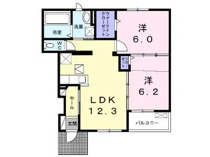 プログレスII(2LDK/1階)の間取り写真