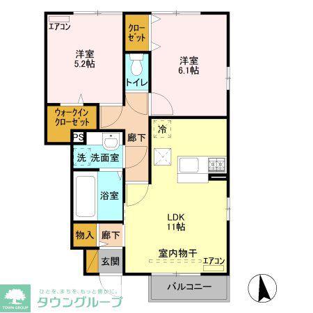 サンライトレジデンスII B(2LDK/1階)の間取り写真