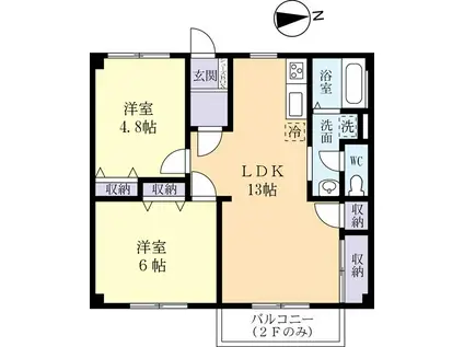 パークサイドヒルズA(3DK/1階)の間取り写真