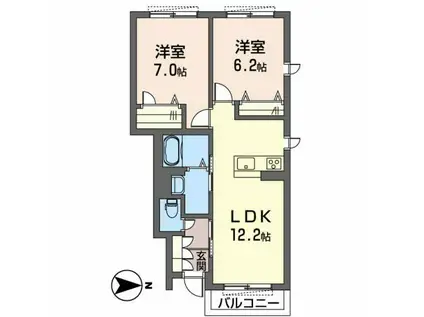 グランドメゾンIII(2LDK/1階)の間取り写真