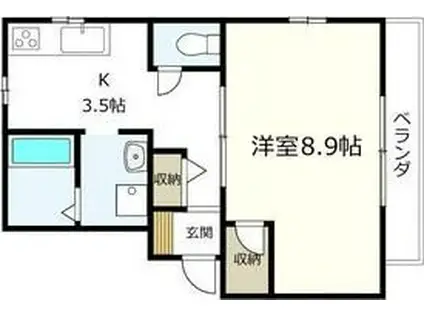 イースト KILN(1K/2階)の間取り写真