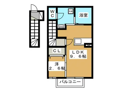 PURE SASABE(1LDK/2階)の間取り写真