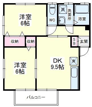 クラウンハイツN(2DK/1階)の間取り写真