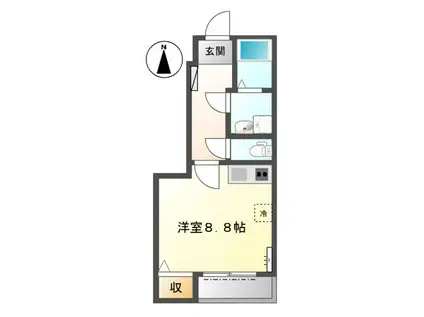 カメリア(ワンルーム/1階)の間取り写真