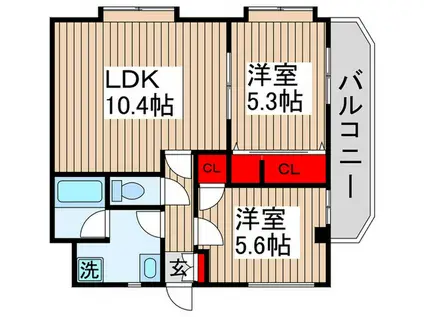 メゾン秀栄(2LDK/2階)の間取り写真