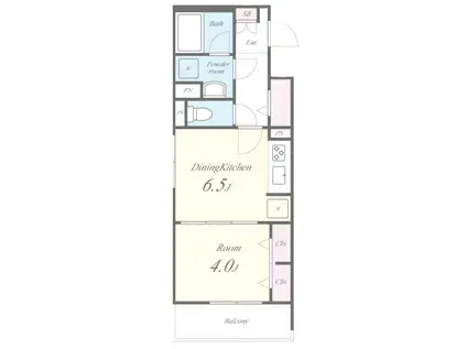 KOMORELE(1DK/2階)の間取り写真