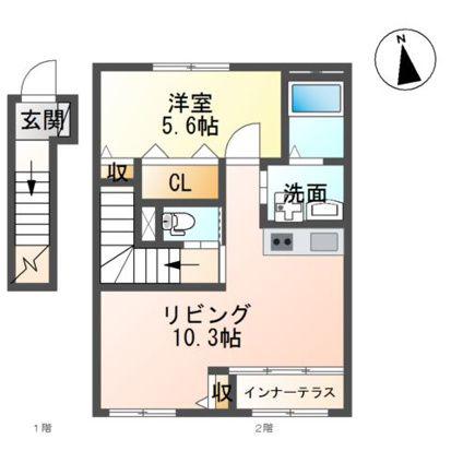 ル リアン(1LDK/2階)の間取り写真