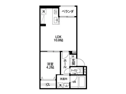 グローリッジ白山(1LDK/1階)の間取り写真