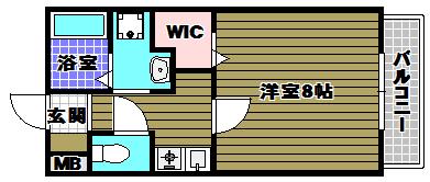 クオリア東茱萸木(1K/1階)の間取り写真