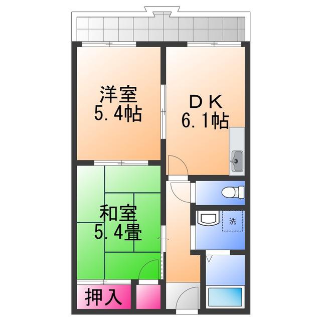 グリーンファンタン(2DK/2階)の間取り写真