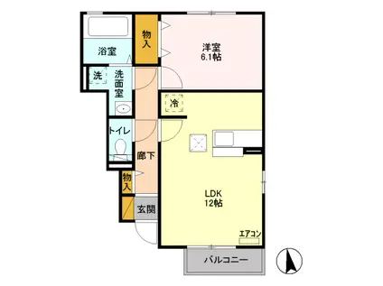 フォレストガーデンB(1LDK/1階)の間取り写真