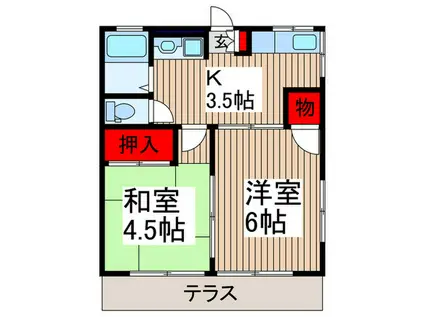 メゾン山岸Ⅱ(2K/1階)の間取り写真