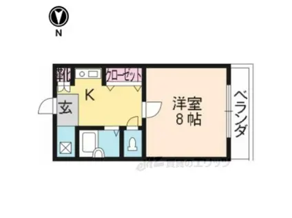 ウエストブリッジ(1K/2階)の間取り写真