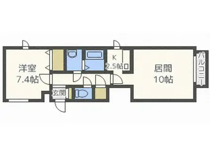 サニープレイス(1LDK/1階)の間取り写真