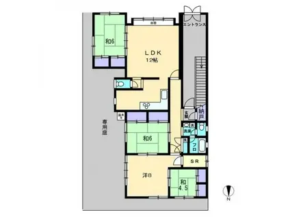 番町ハイツ(4SLDK/1階)の間取り写真