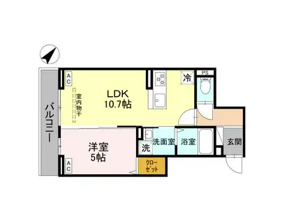 ノーブルラフィネ蕨(1LDK/2階)の間取り写真