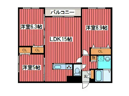 フォルトゥーナ(3LDK/2階)の間取り写真