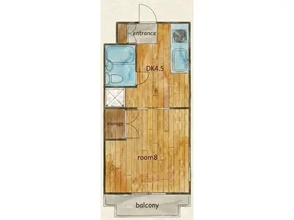 サームス(1DK/2階)の間取り写真