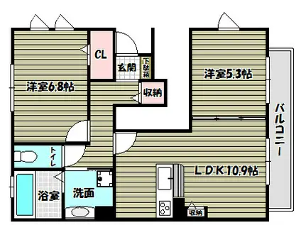 PALACIO大野台(2LDK/1階)の間取り写真