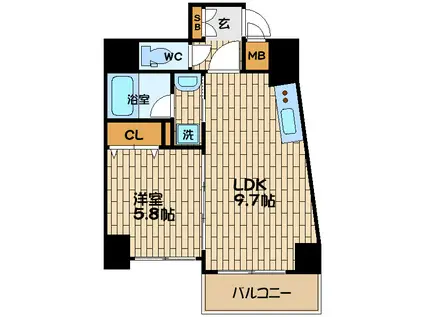 D-REST中之島(1LDK/7階)の間取り写真