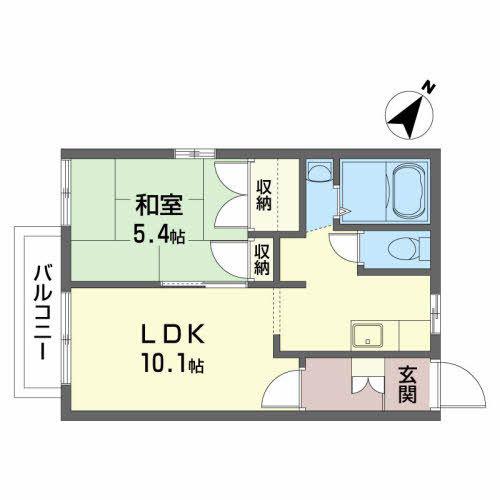 ディアスZENA(1LDK/2階)の間取り写真