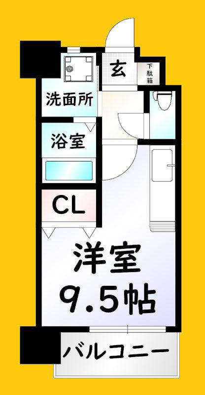 アクシオ小倉(ワンルーム/9階)の間取り写真