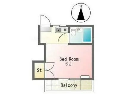 サトウハイツA棟(ワンルーム/2階)の間取り写真