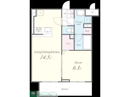 エスペランサ立川(1LDK/4階)の間取り写真
