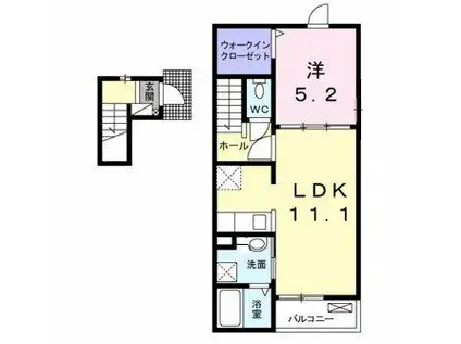 プレ・ルトラン(1LDK/2階)の間取り写真