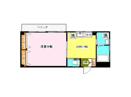 菅澤ビル(1DK/3階)の間取り写真