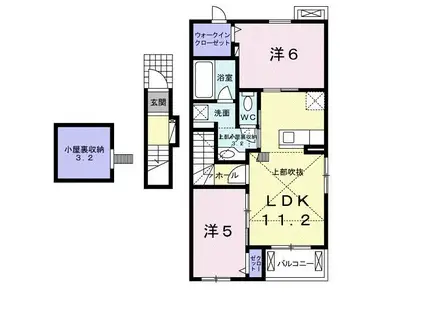 SKYI(2LDK/2階)の間取り写真