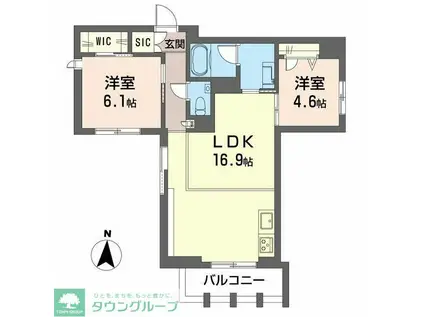 シュエットセレール武蔵小杉(2LDK/1階)の間取り写真