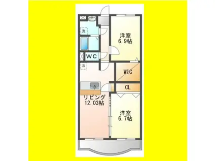 クレールメゾンII(2LDK/3階)の間取り写真