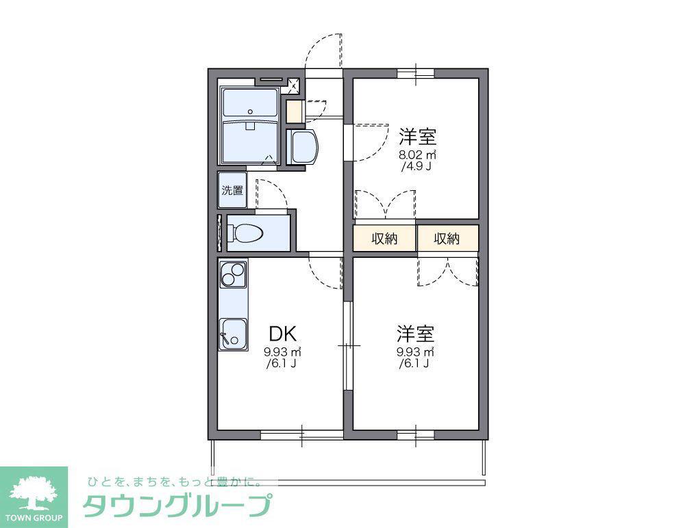 レオパレスKAWAGUCHI1(2DK/1階)の間取り写真