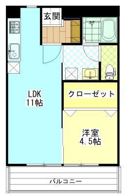 ニューポートビル(1LDK/3階)の間取り写真
