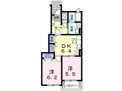 モデルノカーサ(2DK/1階)の間取り写真