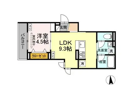 D-ROOM寺町(1LDK/2階)の間取り写真