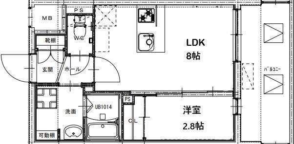 RESIDENCE花畑(1DK/2階)の間取り写真