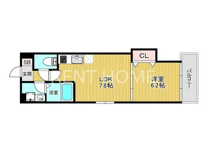 プロスパーコート長瀬(1LDK/2階)の間取り写真