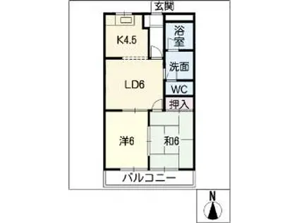 セントラルパークC棟(2DK/1階)の間取り写真