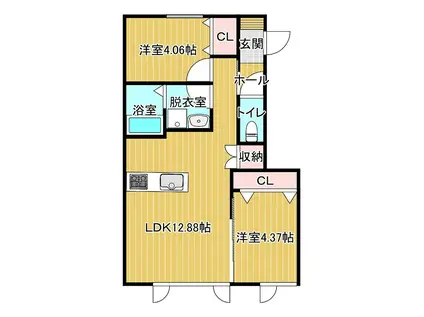 ヴィータ(2LDK/1階)の間取り写真