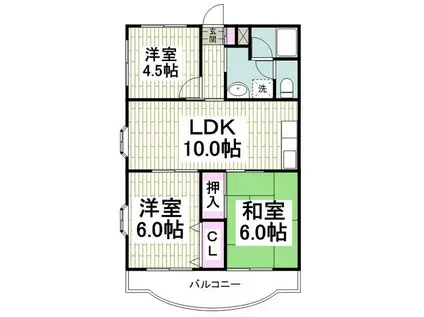 ルミエール屏風ヶ浦 (3LDK/1階)の間取り写真