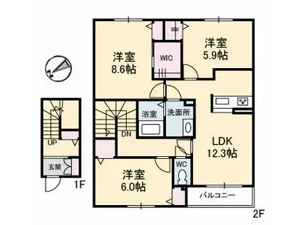 シャーメゾン華城(3LDK/2階)の間取り写真