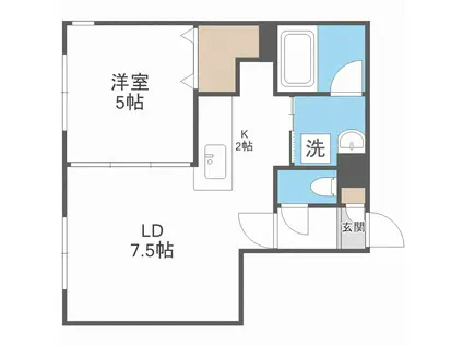 デイズ山鼻(1LDK/3階)の間取り写真