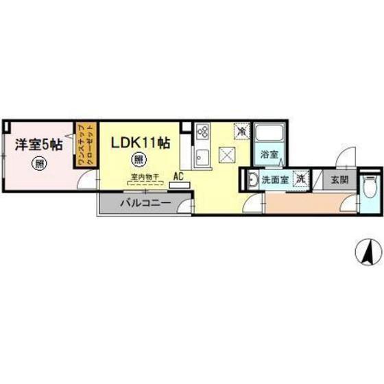 ソレイユ上安(1LDK/1階)の間取り写真