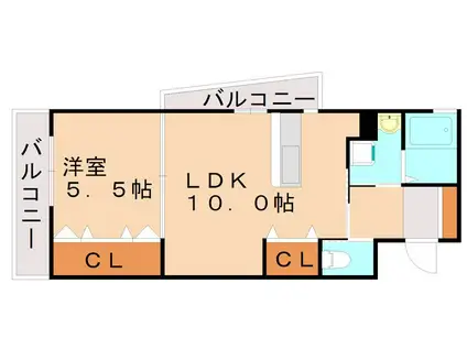 シグナス(1LDK/4階)の間取り写真