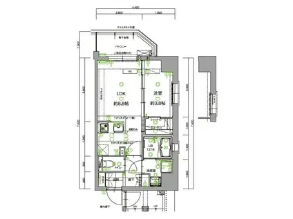 TRAIL大濠(1LDK/2階)の間取り写真